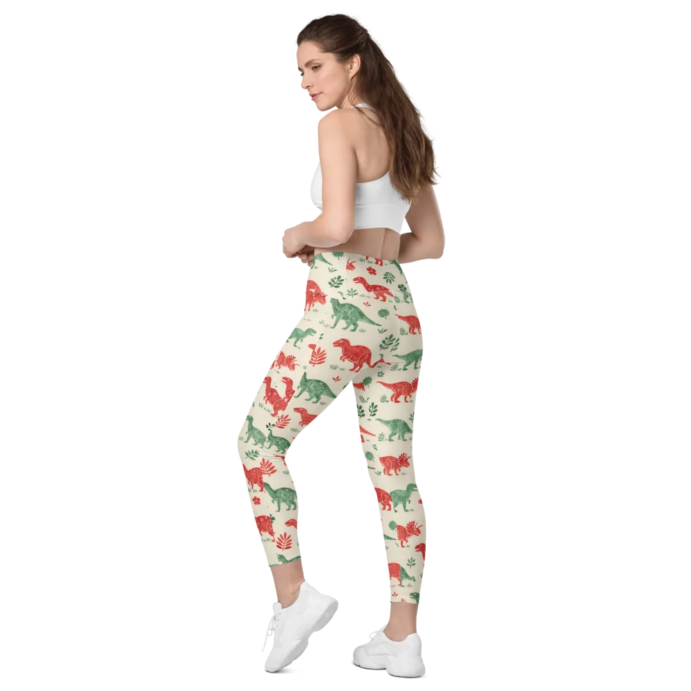 Fern And Fossil on Leggings with Pockets — Left Back