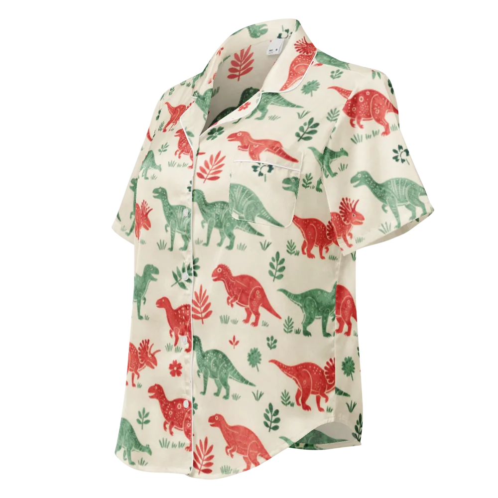 Fern And Fossil on Women's Short Sleeve Pajama Top — Left Front