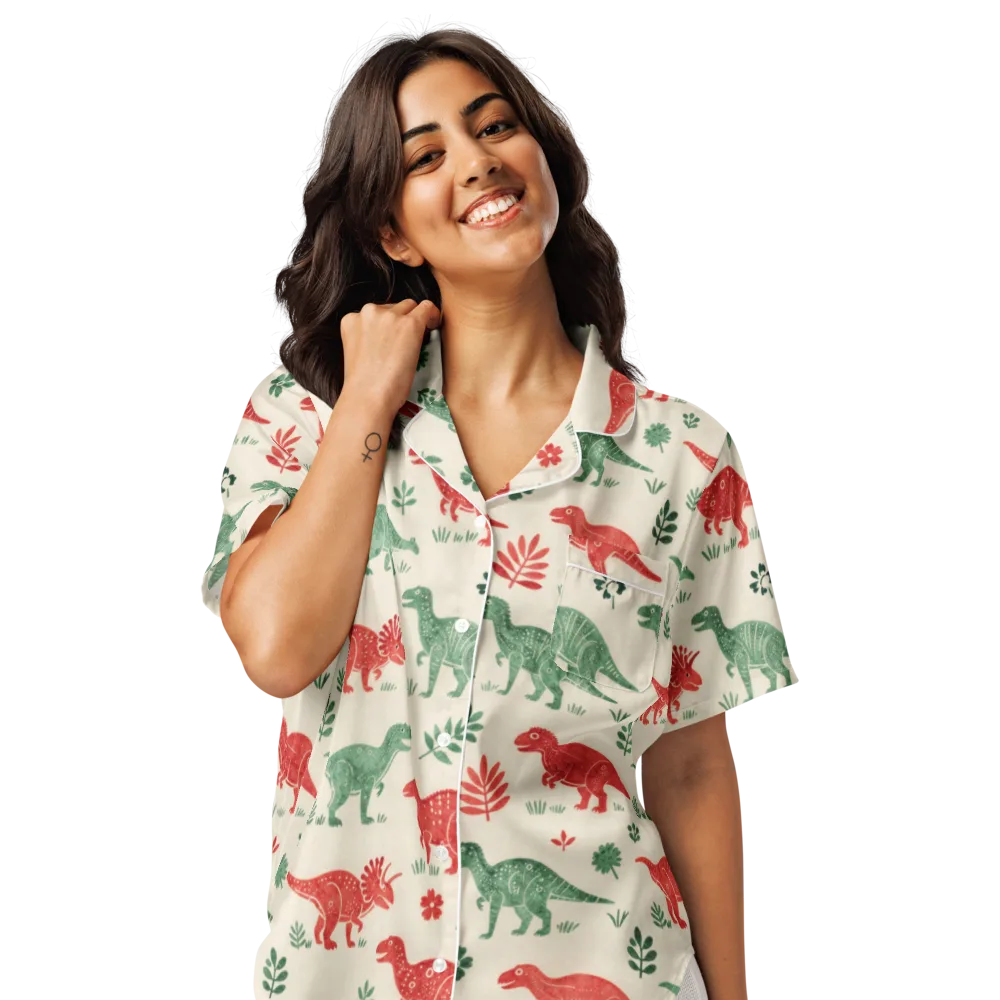 Fern And Fossil on Women's Short Sleeve Pajama Top — Front