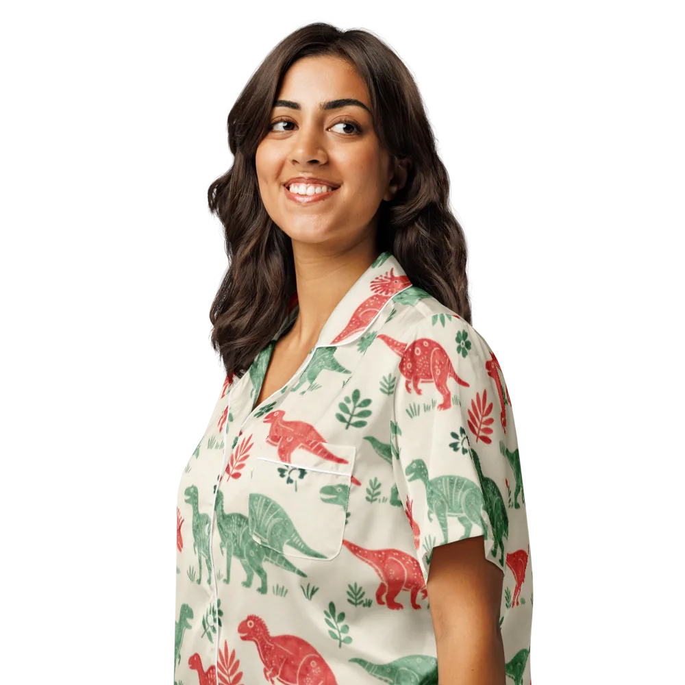 Fern And Fossil on Women's Short Sleeve Pajama Top — Left Front