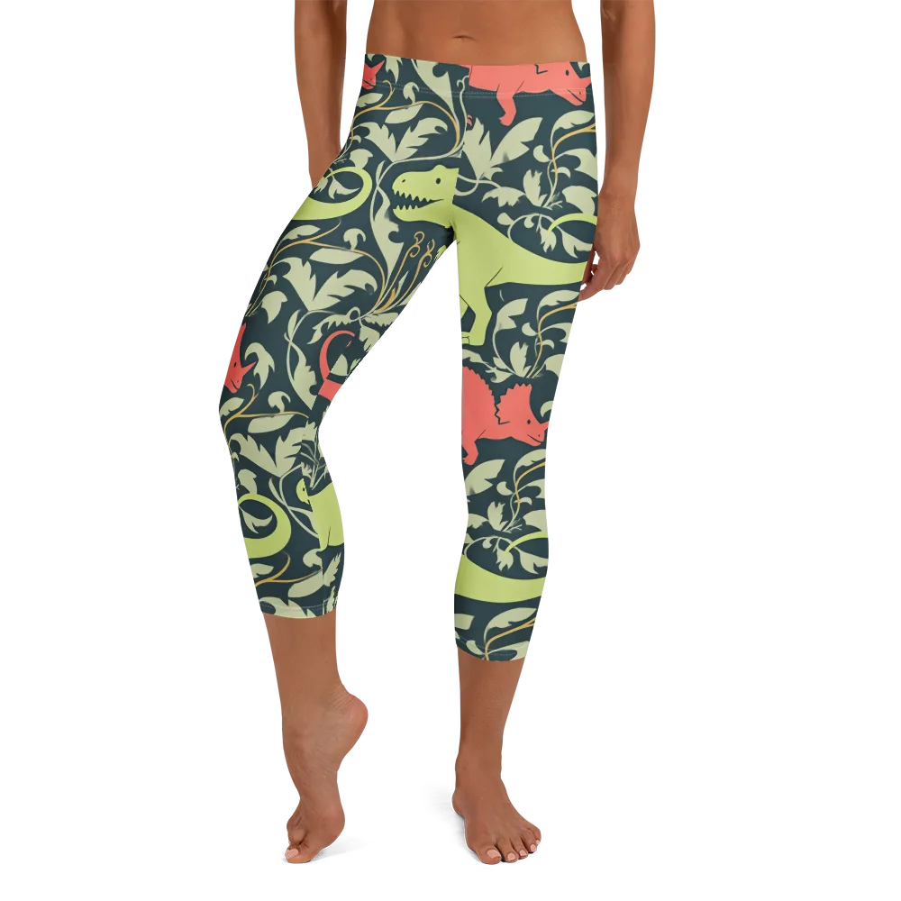 Jurassic Vine on Capri Leggings — Front