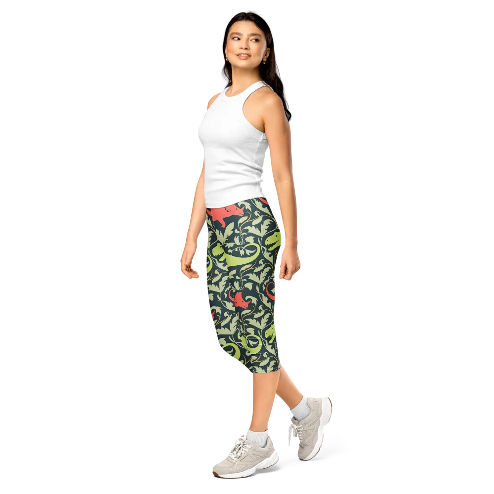 Jurassic Vine on Capri Leggings — Left Front
