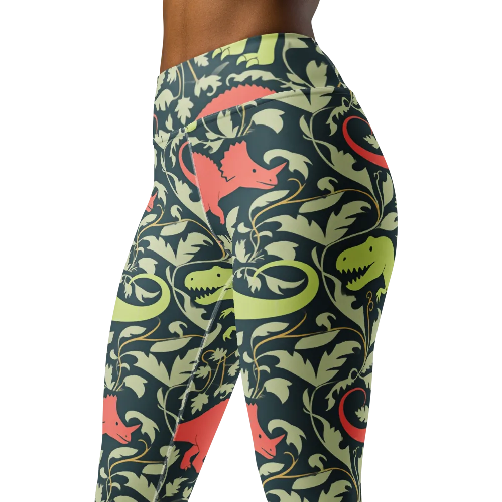 Jurassic Vine on Yoga Leggings — Left Front