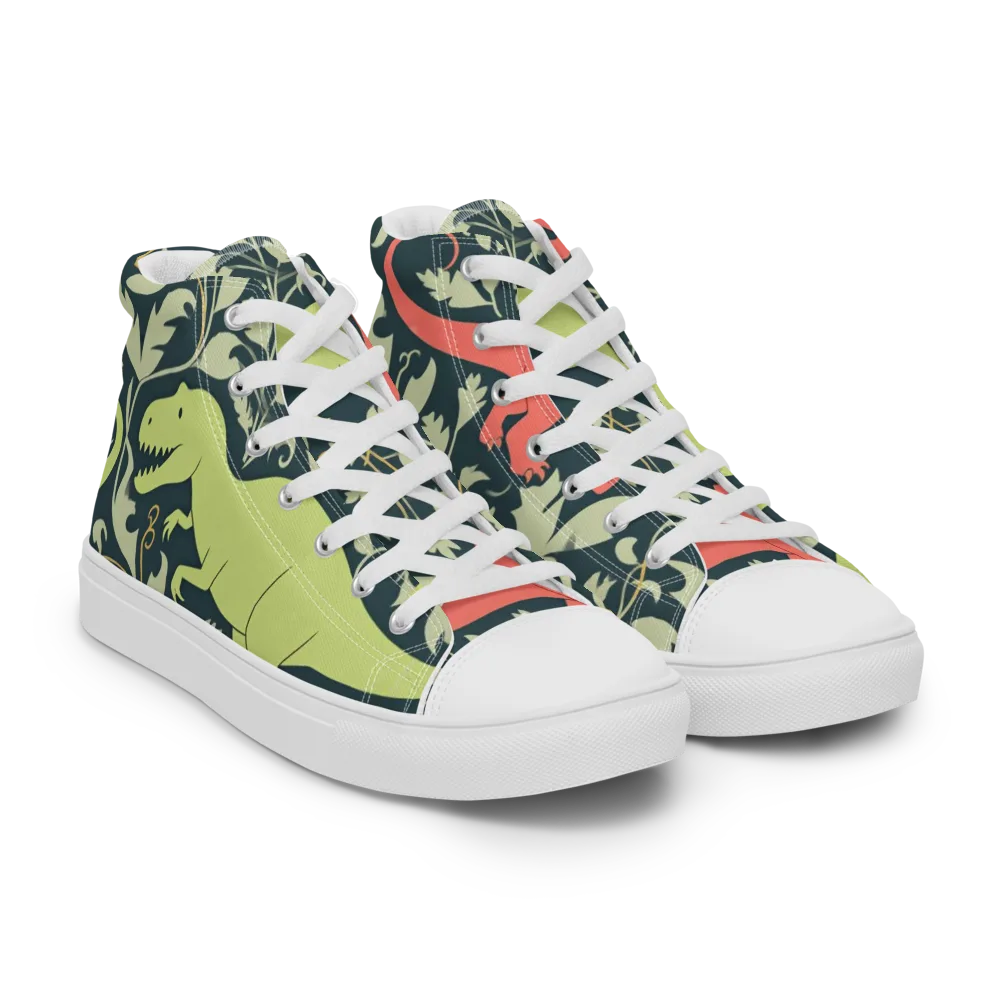 Jurassic Vine on Men's High Top Canvas Shoes — Right Front
