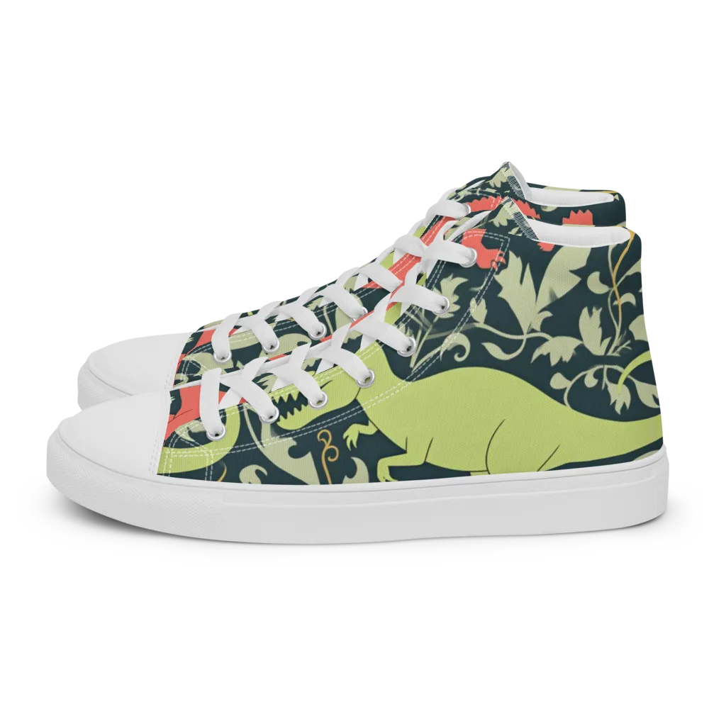 Jurassic Vine on Men's High Top Canvas Shoes — Left