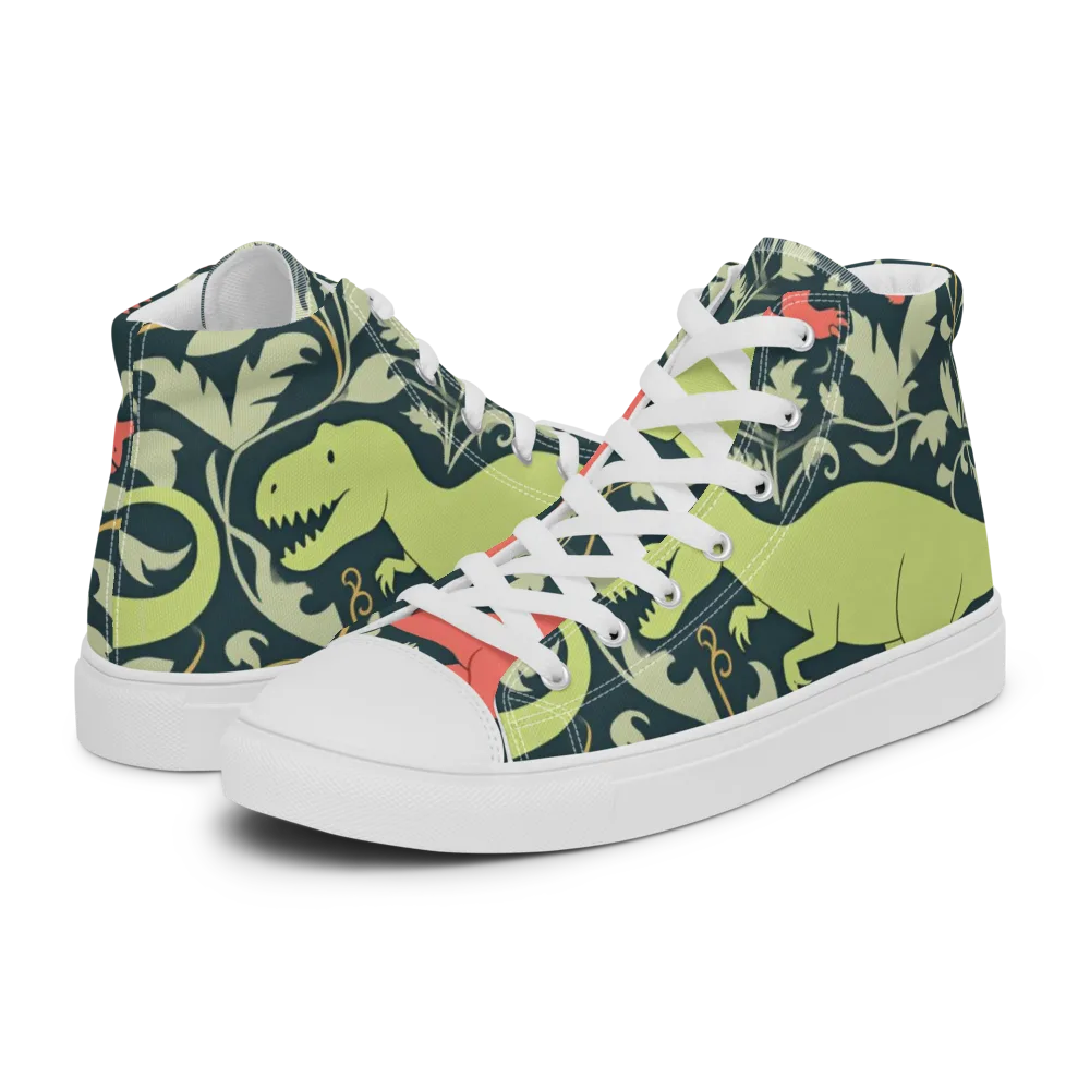 Jurassic Vine on Men's High Top Canvas Shoes — Left