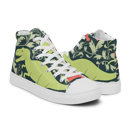 Jurassic Vine Men's High Top Canvas Shoes on model