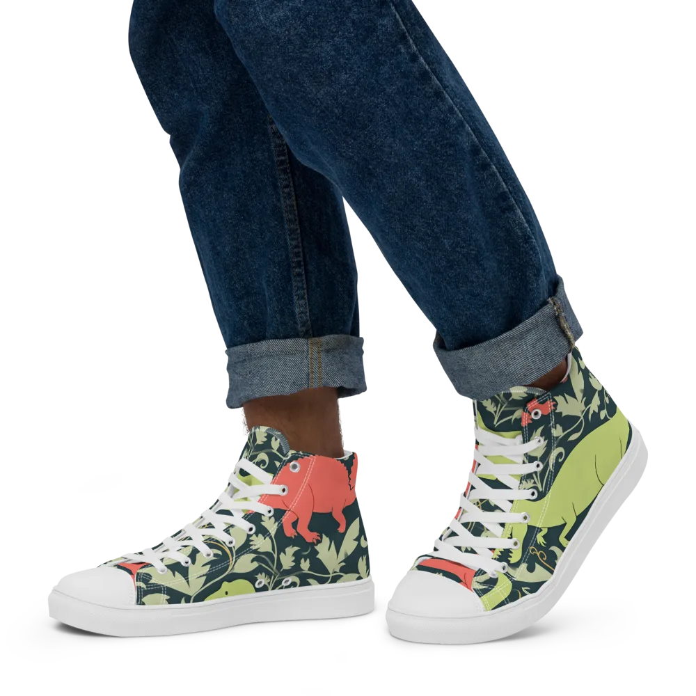 Jurassic Vine on Men's High Top Canvas Shoes — Left