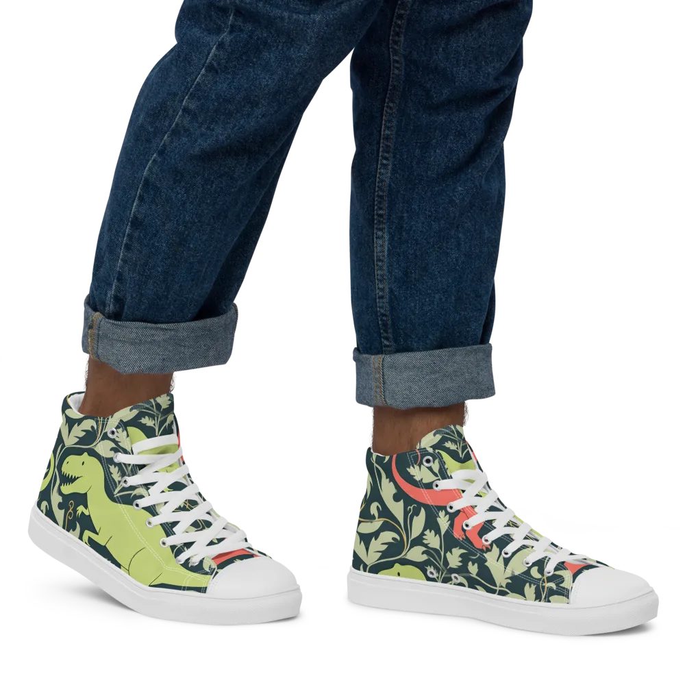 Jurassic Vine on Men's High Top Canvas Shoes — Right