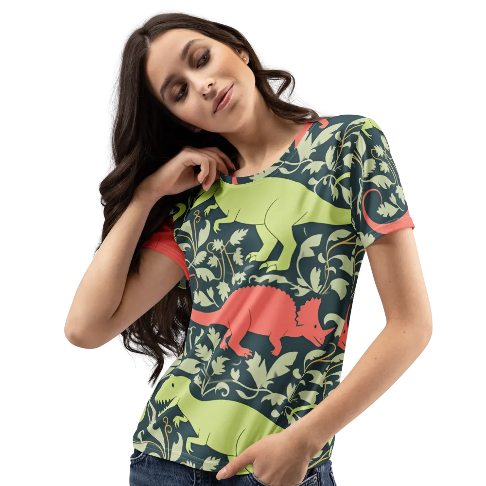 Jurassic Vine on Women's Crew Neck T-Shirt — Left Front