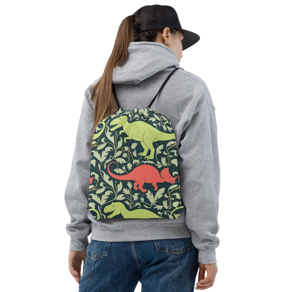 Jurassic Vine on Drawstring Bag — Front