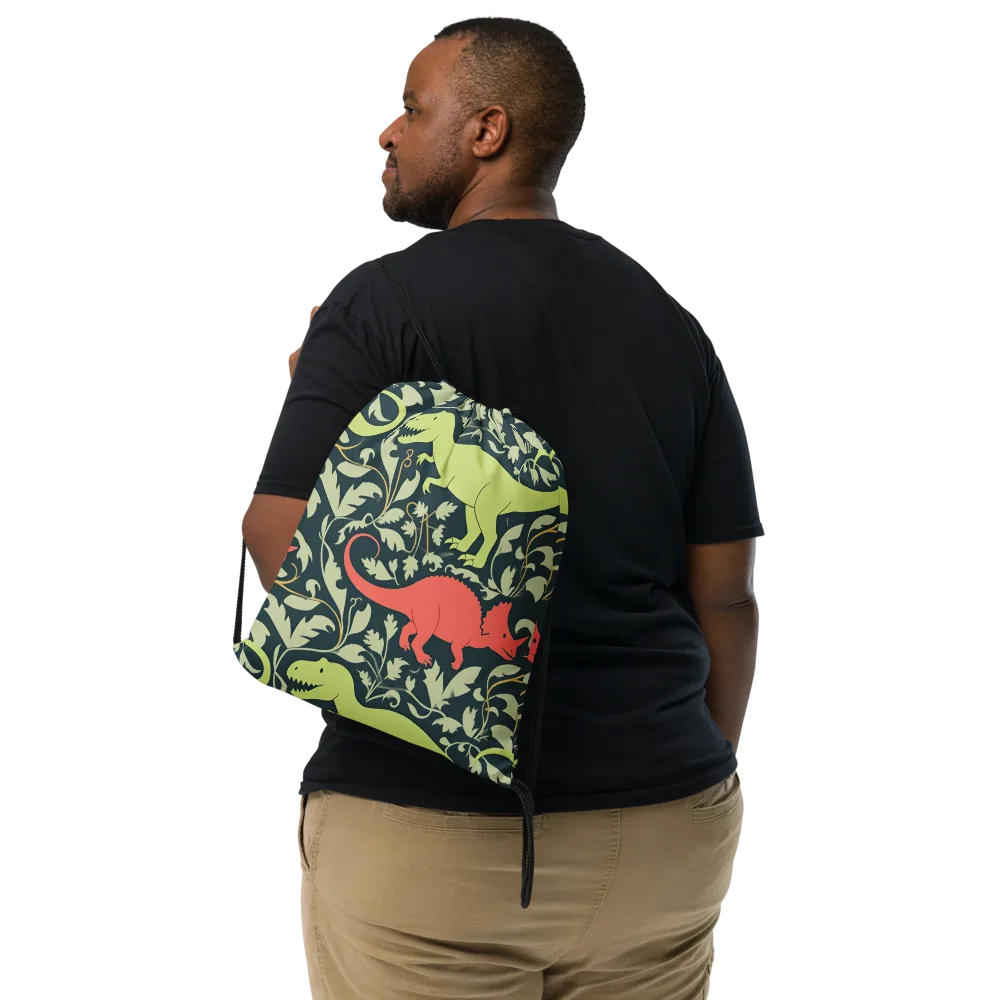 Jurassic Vine on Drawstring Bag — Front