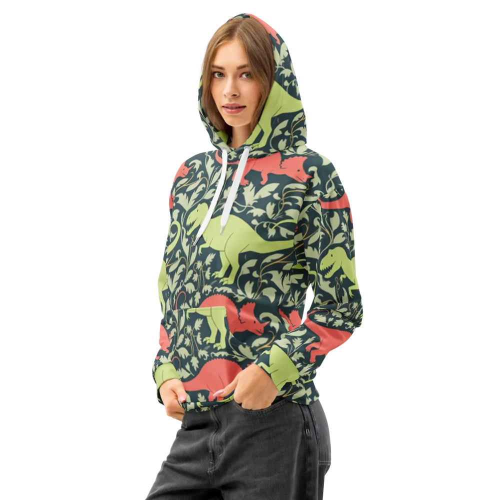 Jurassic Vine on Cotton Hoodie — Left Front