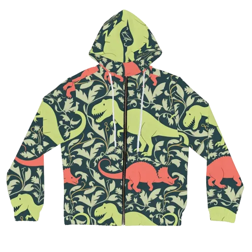 Jurassic Vine on a Women's Full-Zip Hoodie