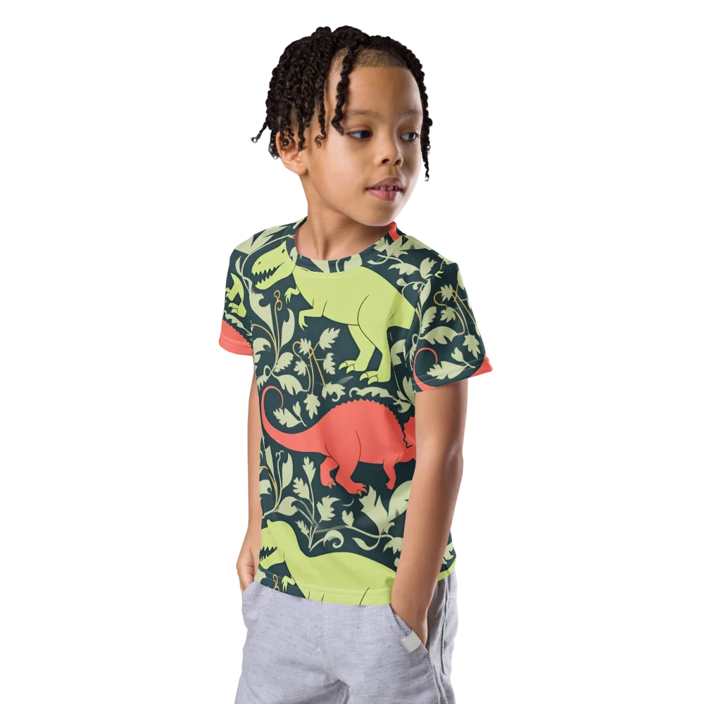 Jurassic Vine on Kids Crew Neck T-Shirt — Left Front