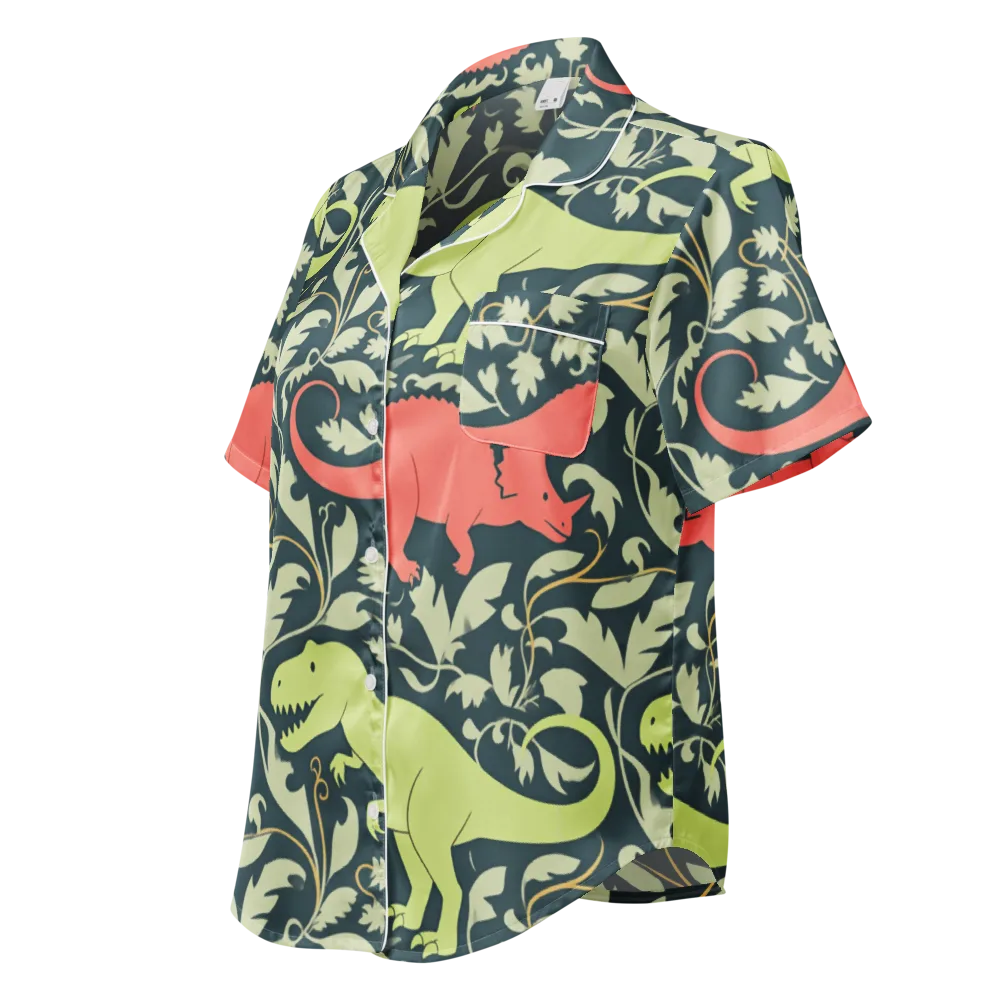 Jurassic Vine on Women's Short Sleeve Pajama Top — Left Front