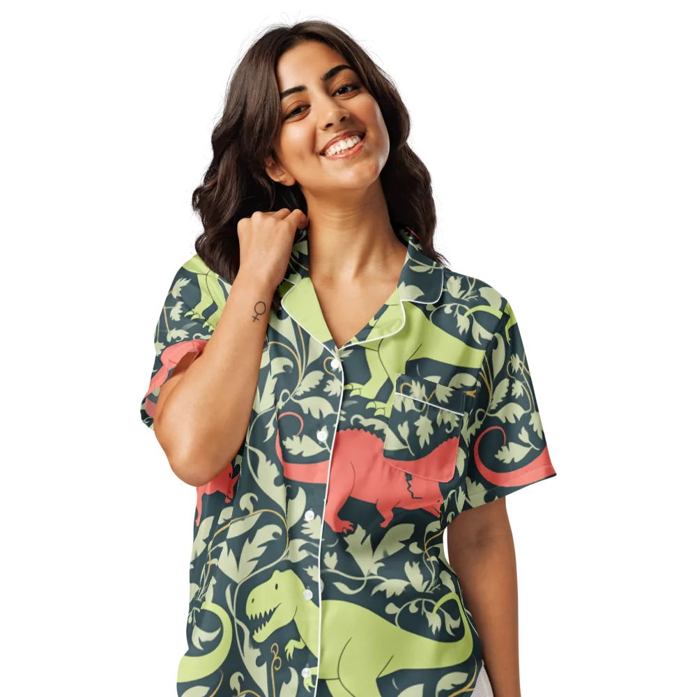 Jurassic Vine on Women's Short Sleeve Pajama Top — Front