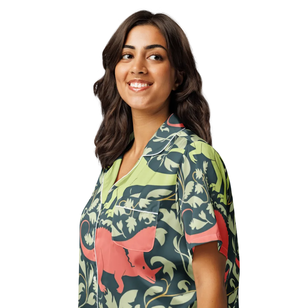 Jurassic Vine on Women's Short Sleeve Pajama Top — Left Front