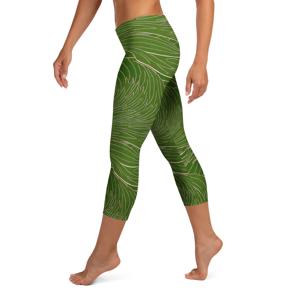 Jade Featherflow on Capri Leggings — Left