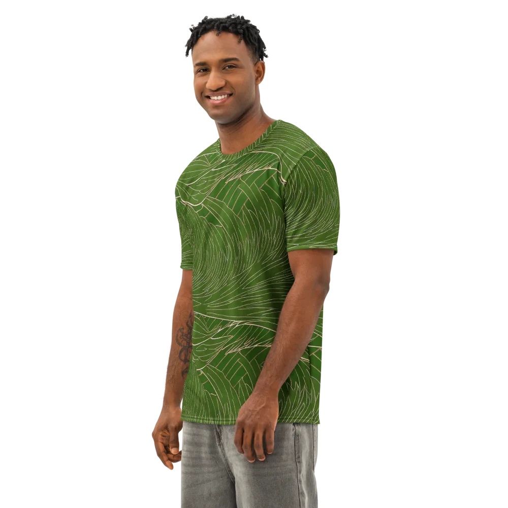 Jade Featherflow on Men's Cotton Crew Neck T-Shirt — Left Front