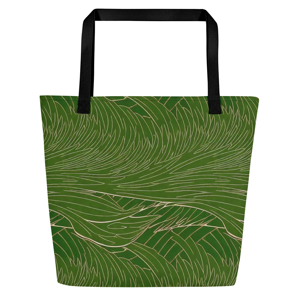 Jade Featherflow on Large Tote Bag W/ Pocket — Front