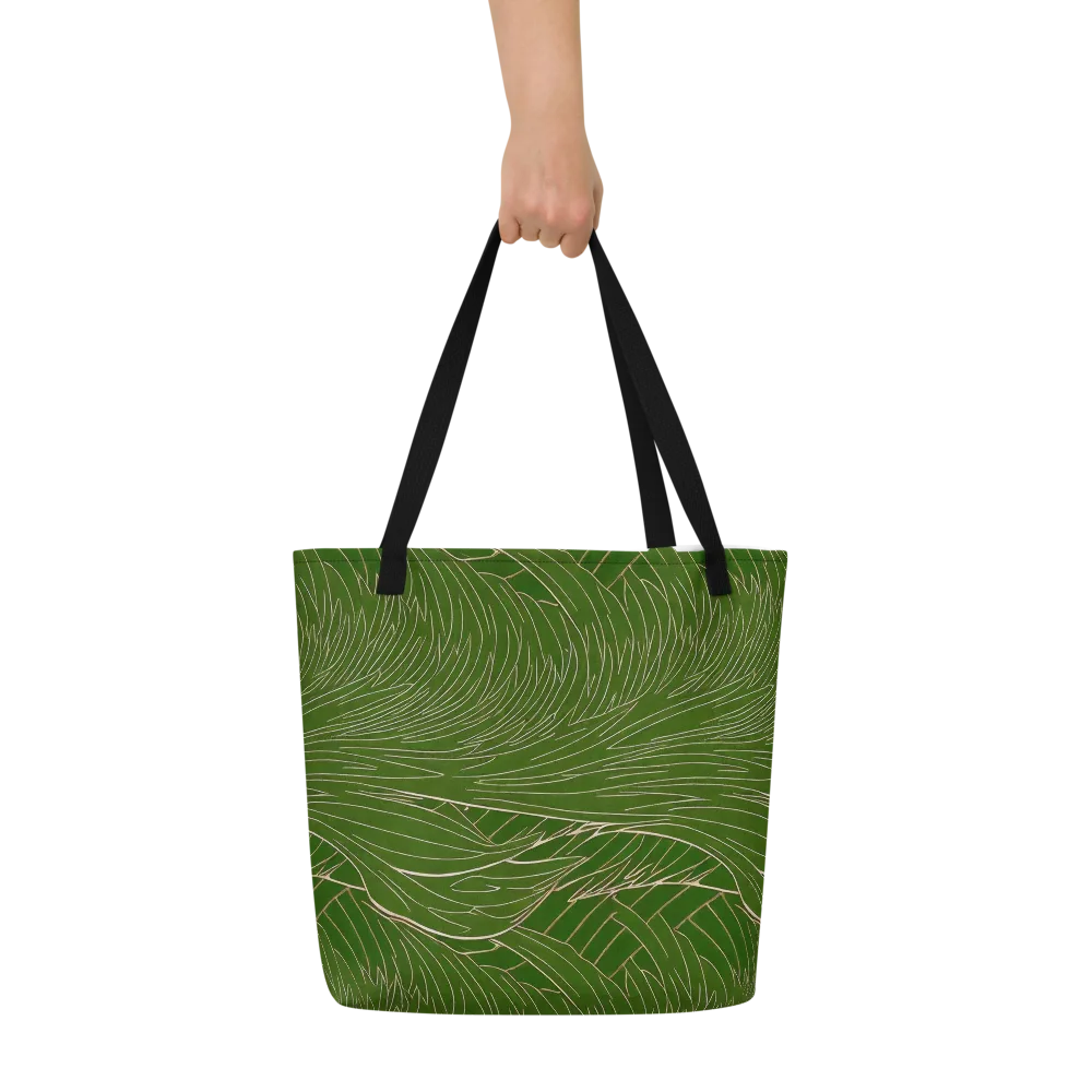 Jade Featherflow on Large Tote Bag W/ Pocket — Front