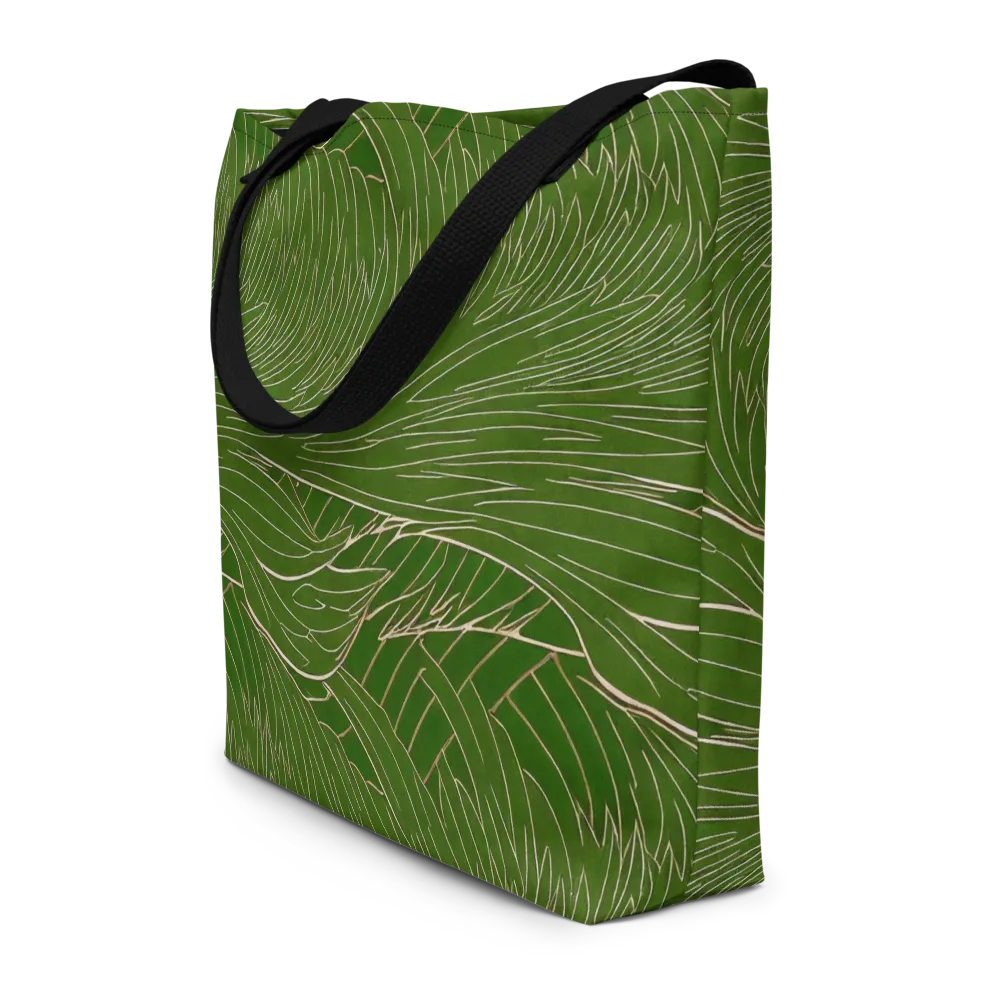 Jade Featherflow on Large Tote Bag W/ Pocket — Front