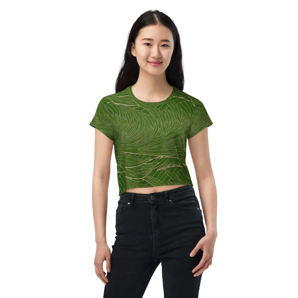 Jade Featherflow on Crop Tee — Front