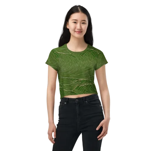 Jade Featherflow on a Crop Tee