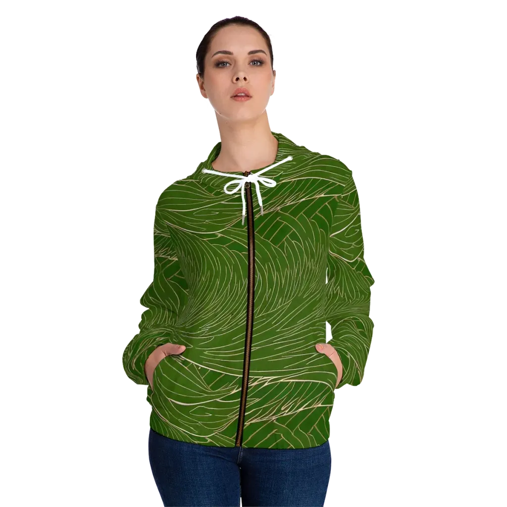 Jade Featherflow on Women's Full-Zip Hoodie — Front On Person