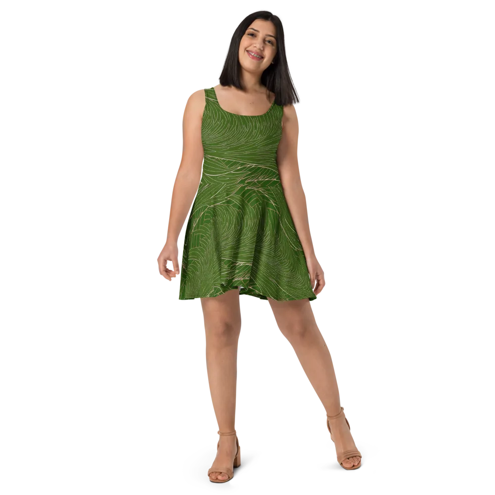 Jade Featherflow on Skater Dress — Front