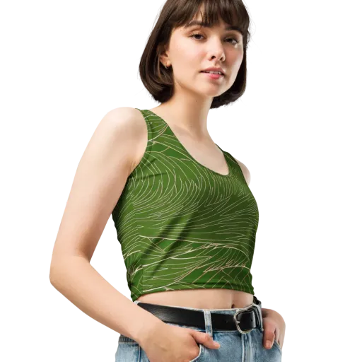 Jade Featherflow on a Crop Top