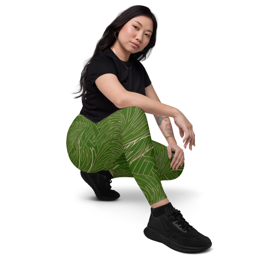 Jade Featherflow on Leggings with Pockets — Right Front