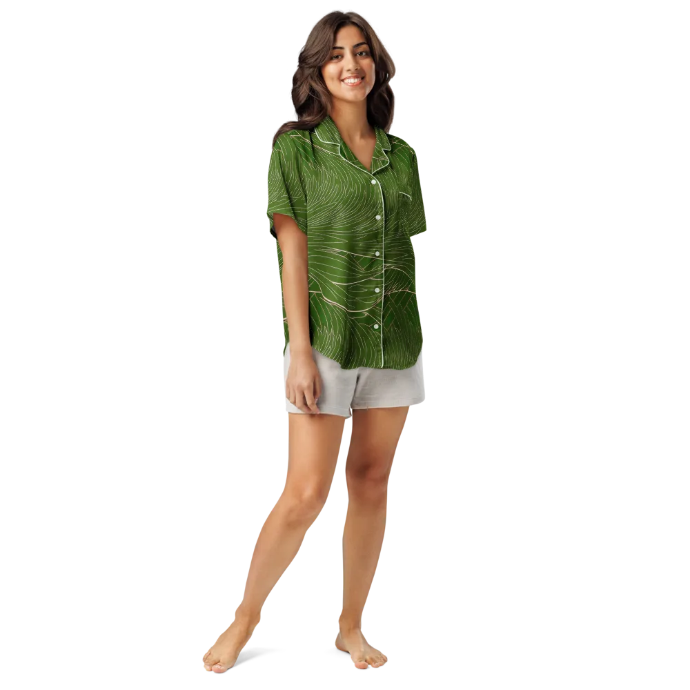 Jade Featherflow on Women's Short Sleeve Pajama Top — Front