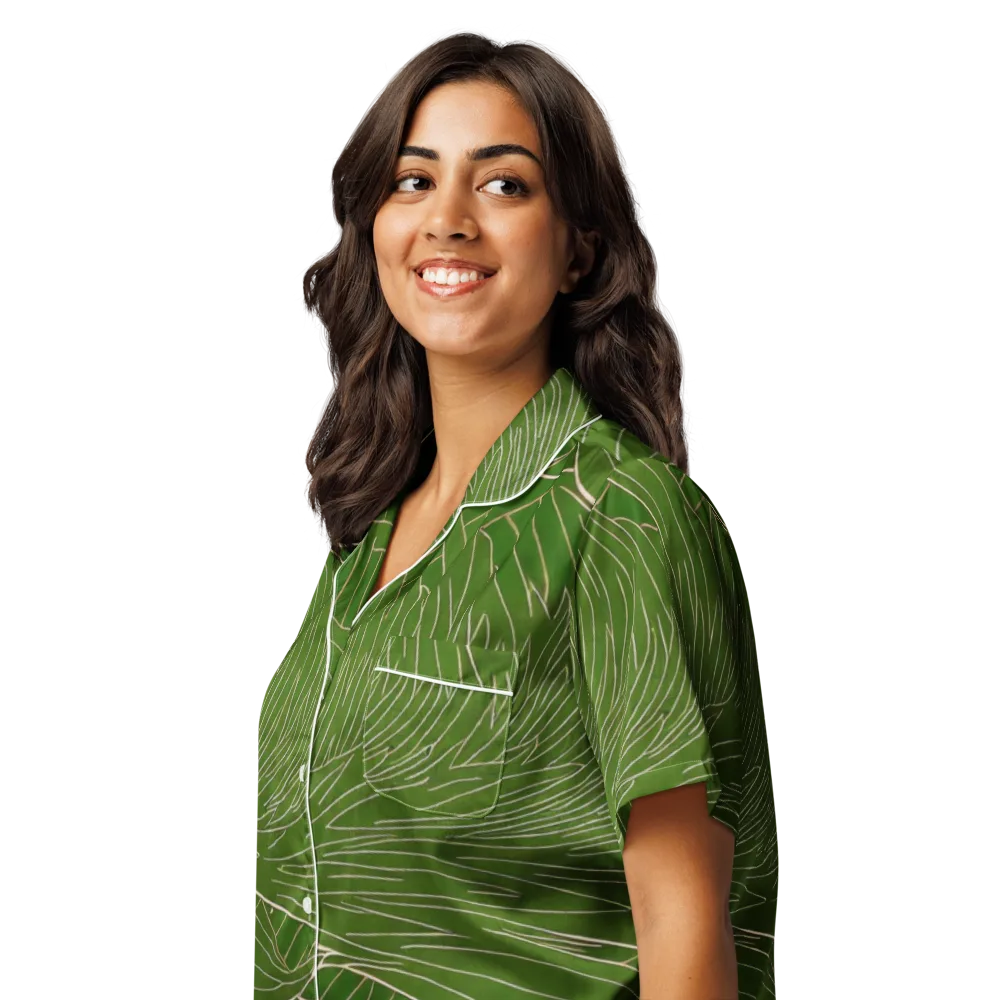 Jade Featherflow on Women's Short Sleeve Pajama Top — Left Front