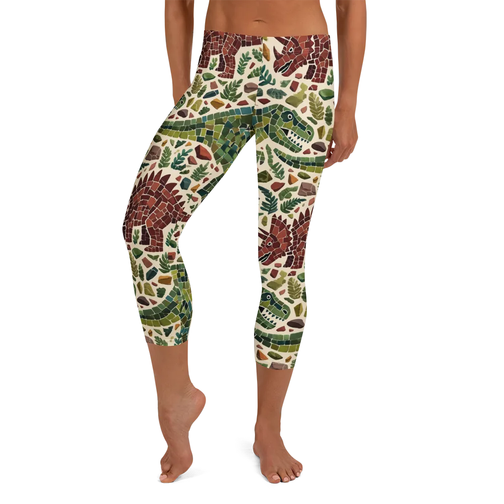Mosaic Jurassic on Capri Leggings — Front