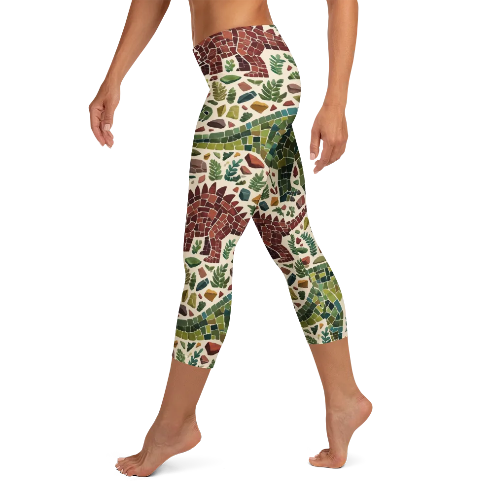 Mosaic Jurassic on Capri Leggings — Left