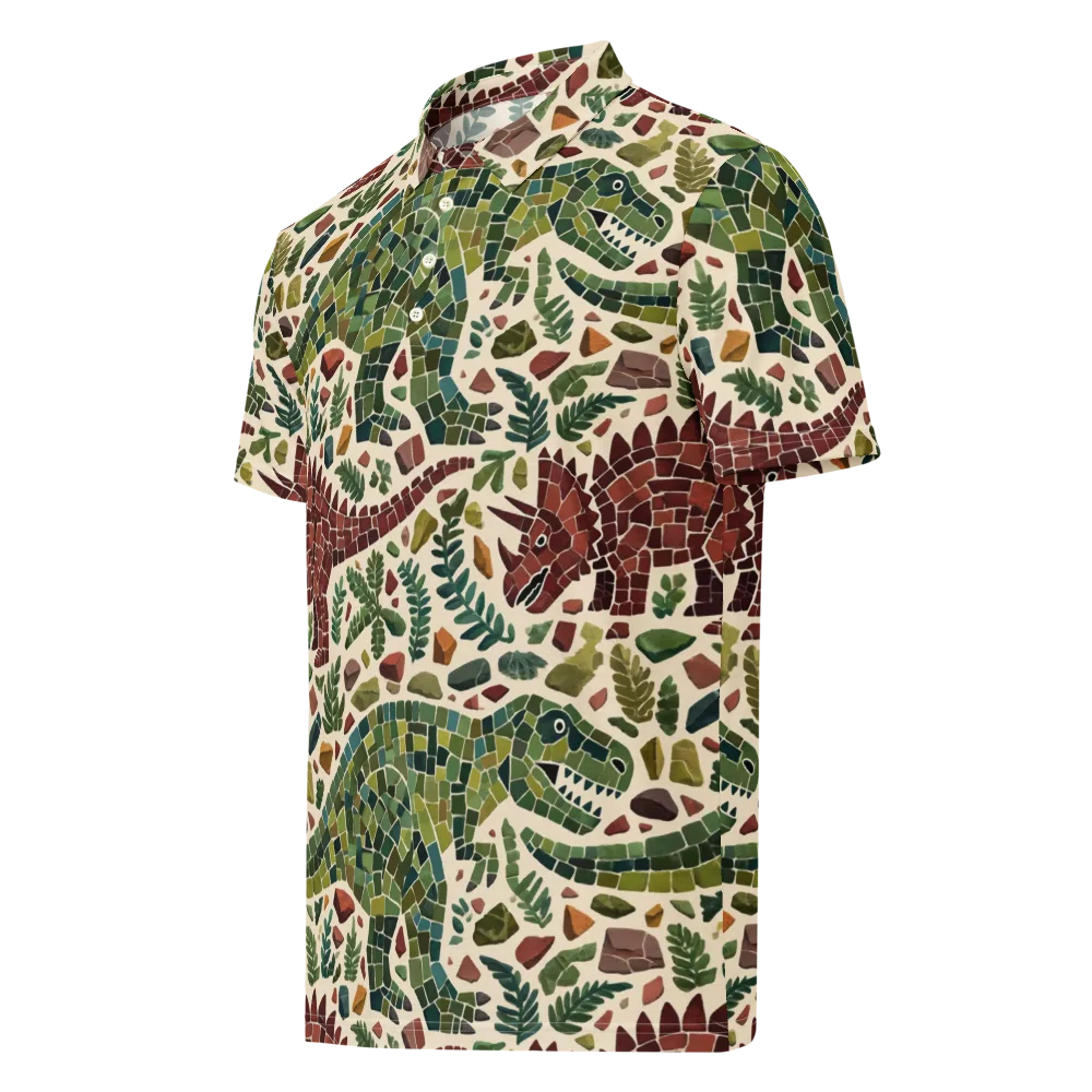 Mosaic Jurassic on Men's Slim Fit Polo Shirt — Left Front