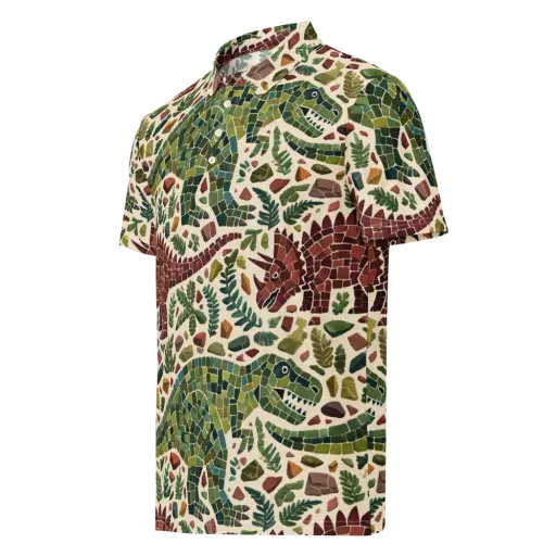 Mosaic Jurassic on a Men's Slim Fit Polo Shirt