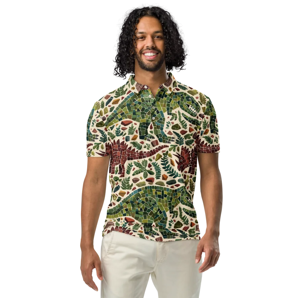 Mosaic Jurassic on Men's Slim Fit Polo Shirt — Front