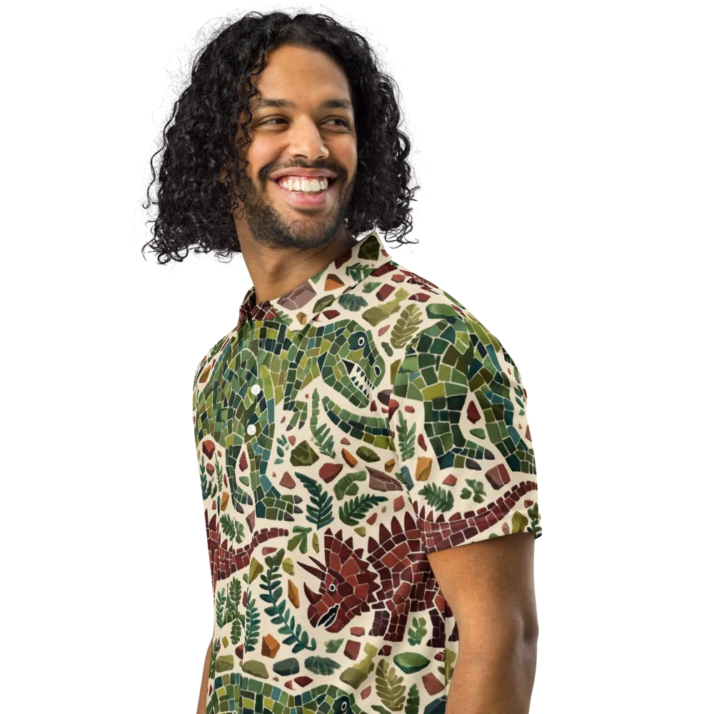 Mosaic Jurassic on Men's Slim Fit Polo Shirt — Left Front