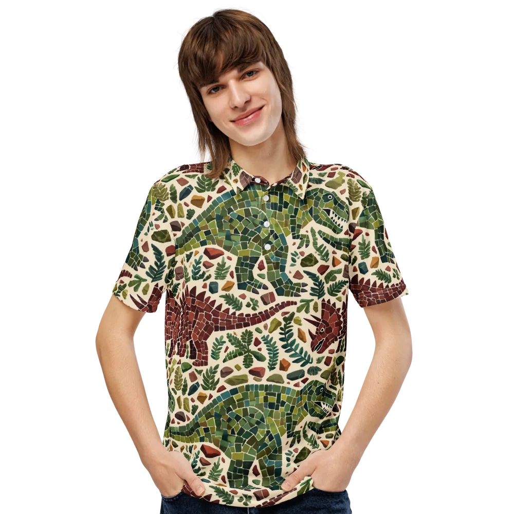 Mosaic Jurassic on Men's Slim Fit Polo Shirt — Front