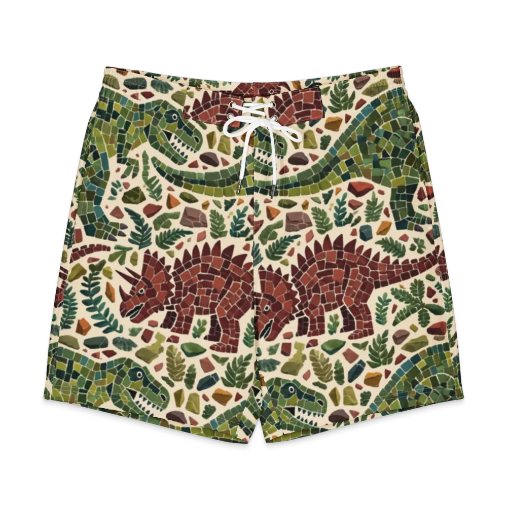 Mosaic Jurassic on Men's Board Shorts — Front