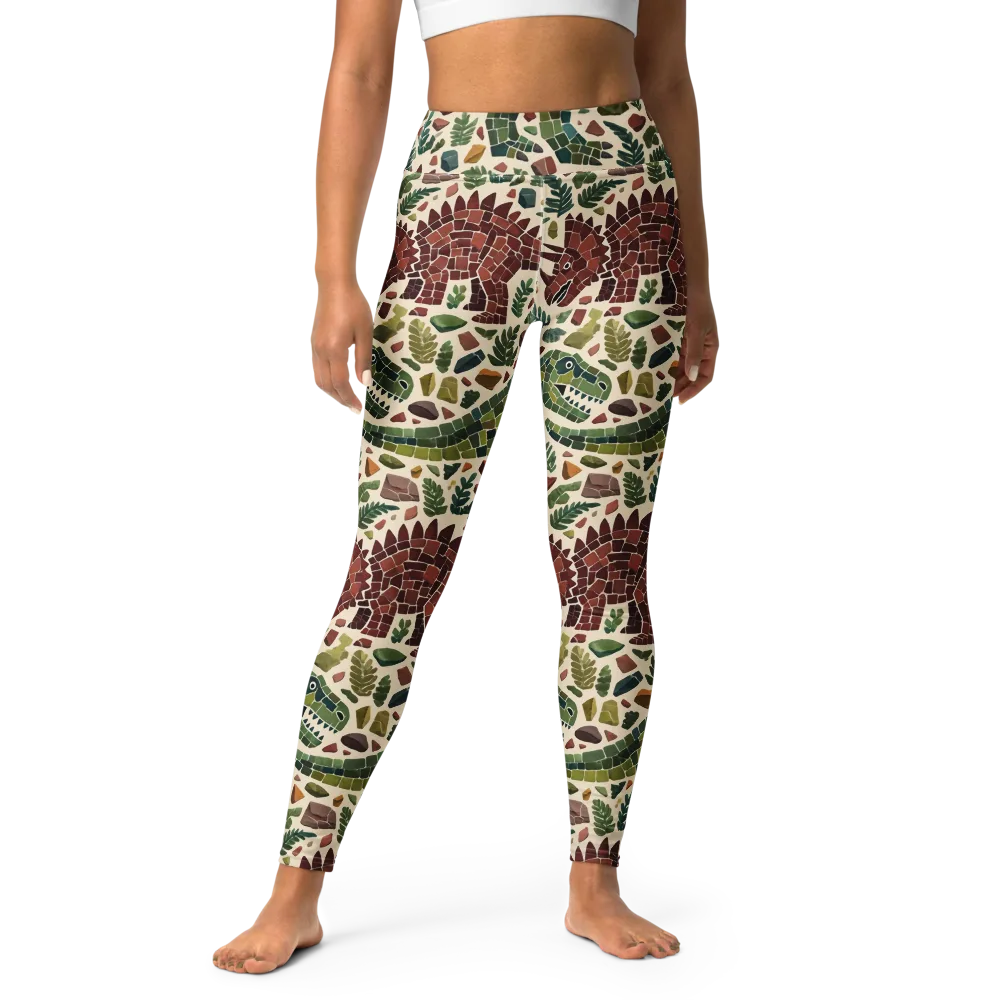 Mosaic Jurassic on Yoga Leggings — Front