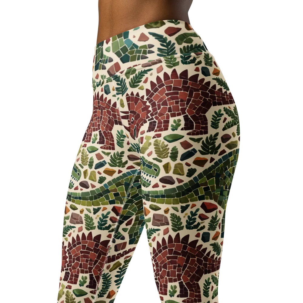 Mosaic Jurassic on Yoga Leggings — Left Front
