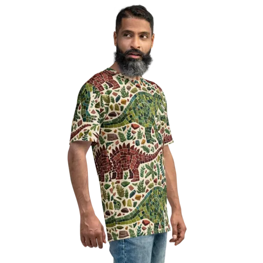 Mosaic Jurassic on a Men's Crew Neck T-Shirt