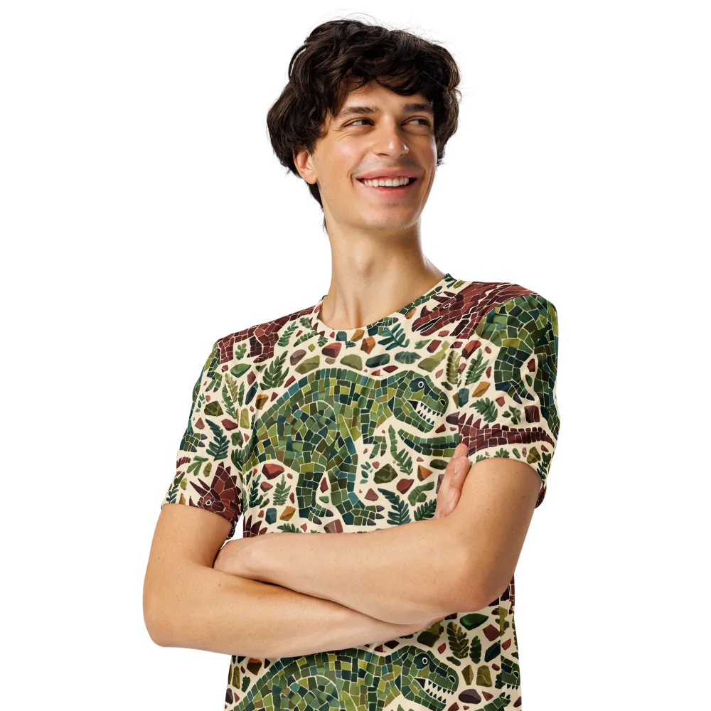 Mosaic Jurassic on Men's Crew Neck T-Shirt — Left Front
