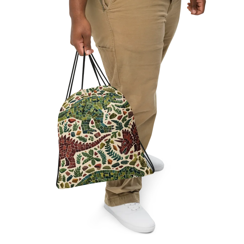 Mosaic Jurassic on Drawstring Bag — Front