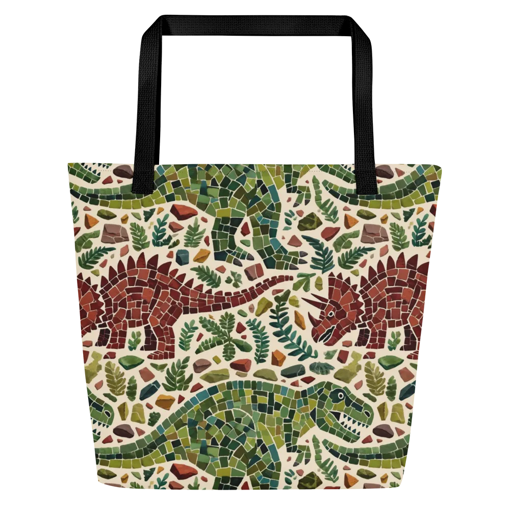 Mosaic Jurassic on Large Tote Bag W/ Pocket — Front