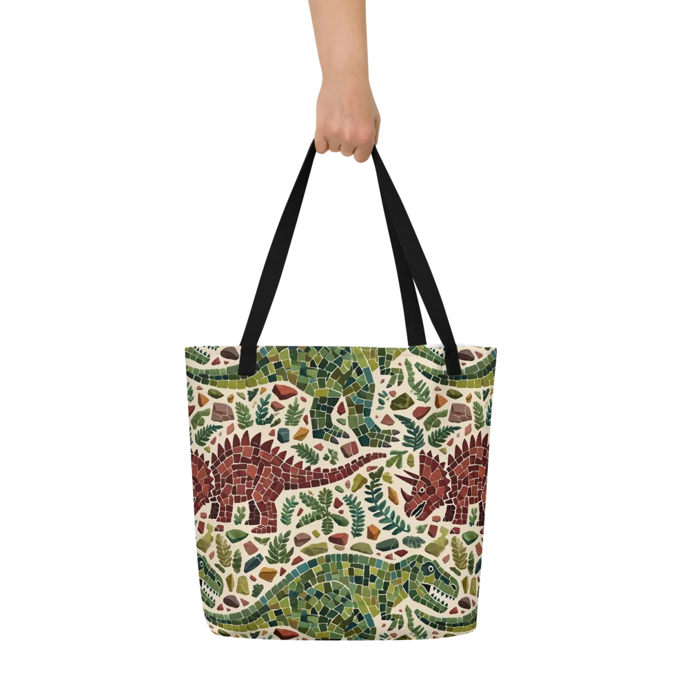 Mosaic Jurassic on Large Tote Bag W/ Pocket — Front